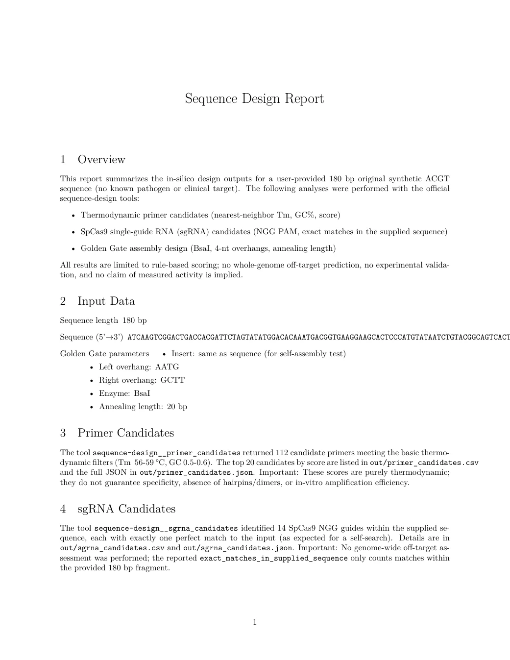 合成序列的引物与设计候选的 PDF 第 1 页